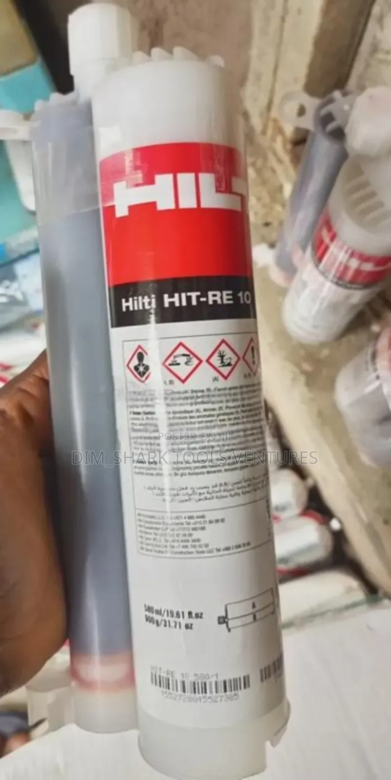 580ml of Hilti HIT-RE 10 Injectable Epoxy Mortar Cartridge