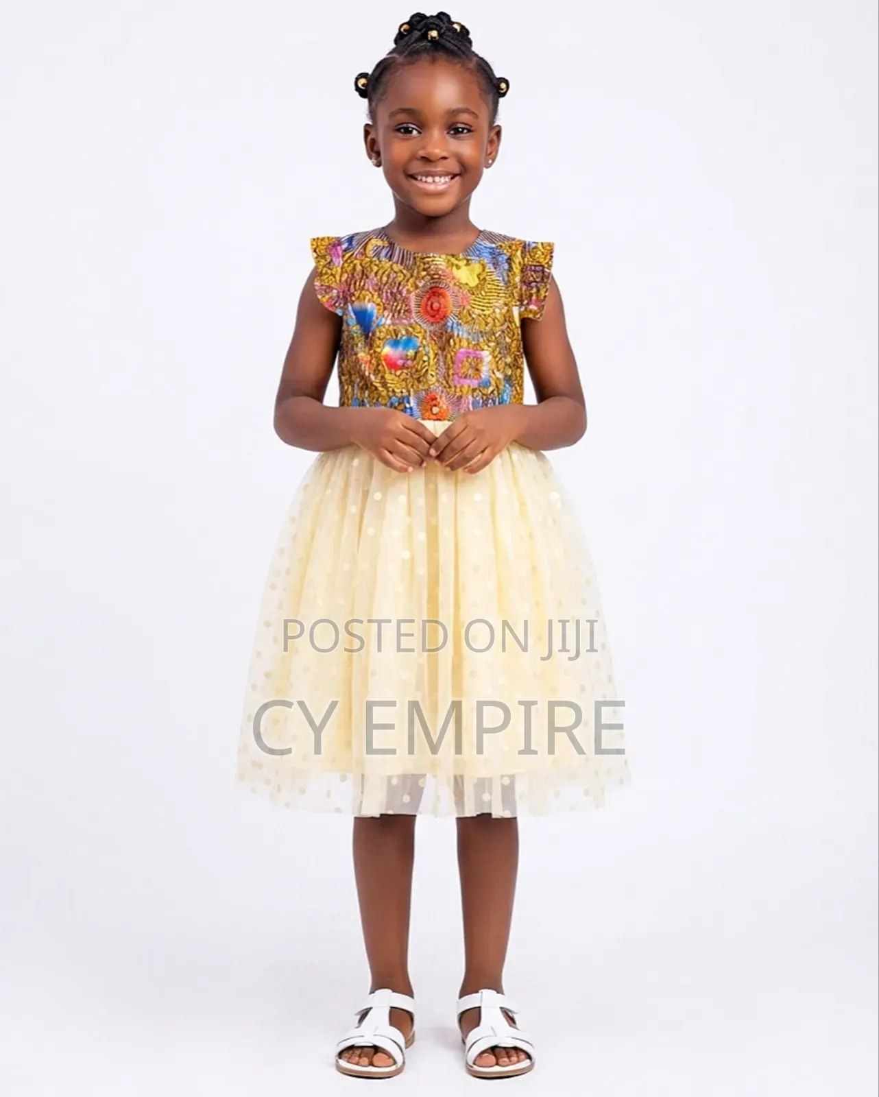 2T Girls Ankara Polka Dot Dress