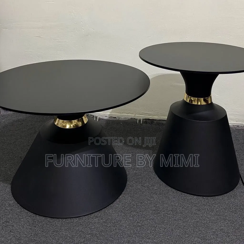 Luxury 2-in-1 Matte Black Gold Coffee Table Set