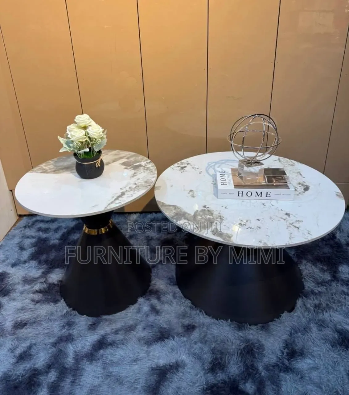 Luxury 2-in-1 Matte Black Gold Coffee Table Set