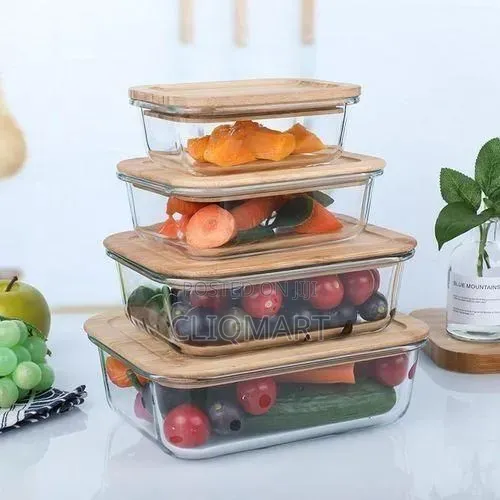 4-Piece Borosilicate Glass Set – Airtight Oven Microwave Freezer Safe