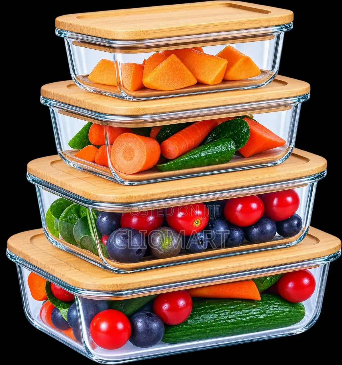 4-Piece Borosilicate Glass Set – Airtight Oven Microwave Freezer Safe