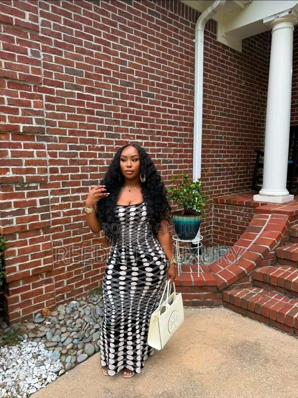 Geometric Dot Bodycon Maxi Dress