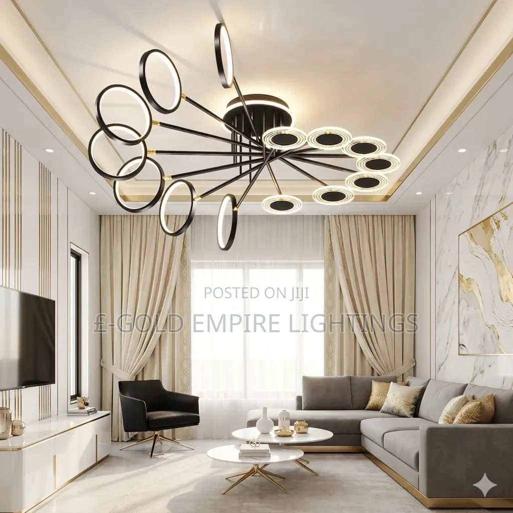 Ring Chandelier| Black Gold Designer Ceiling Light Living Room Light