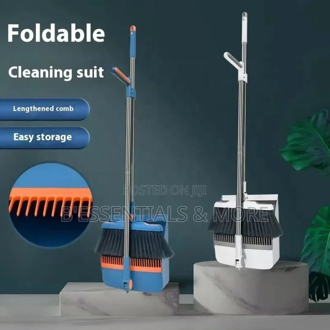 180° Foldable Long Broom and Dust Pan Set