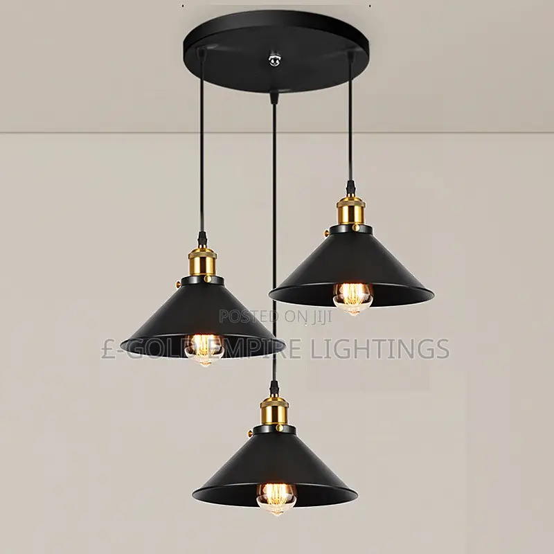 Luxury 3-Head Black Gold Pendant Light – Modern Ceiling Chandelier