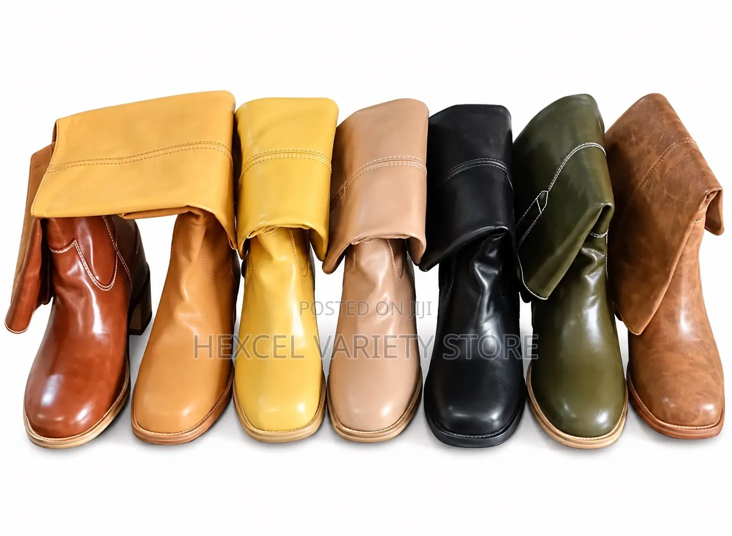 Ladies Luxury Mid-Calf Block Heel Boots