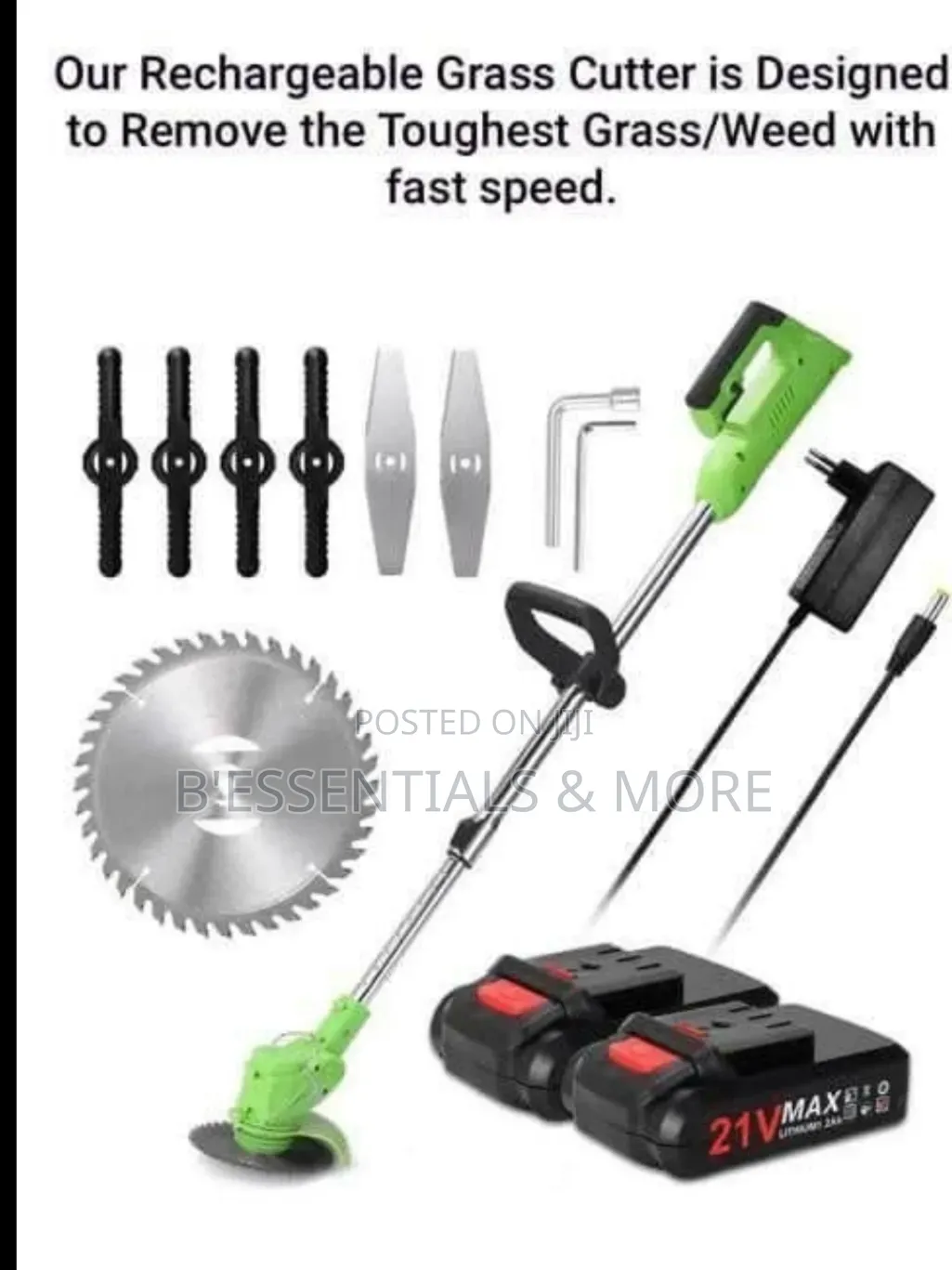 Double Battery Rechargeable Mower With Tyre and Accessories