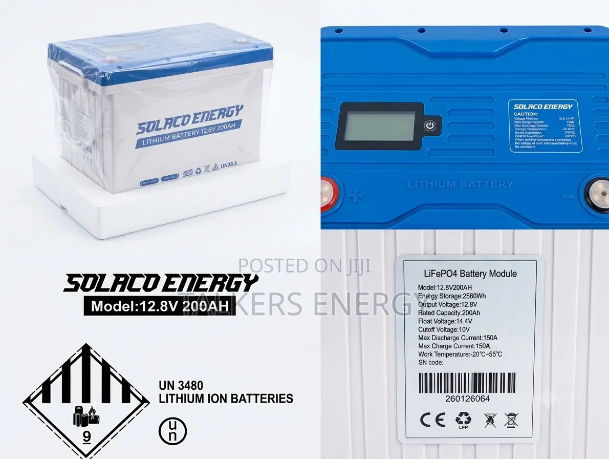 Solaco Energy 12.8V 200Ah LiFePO4 Lithium Battery –Deep Cycle