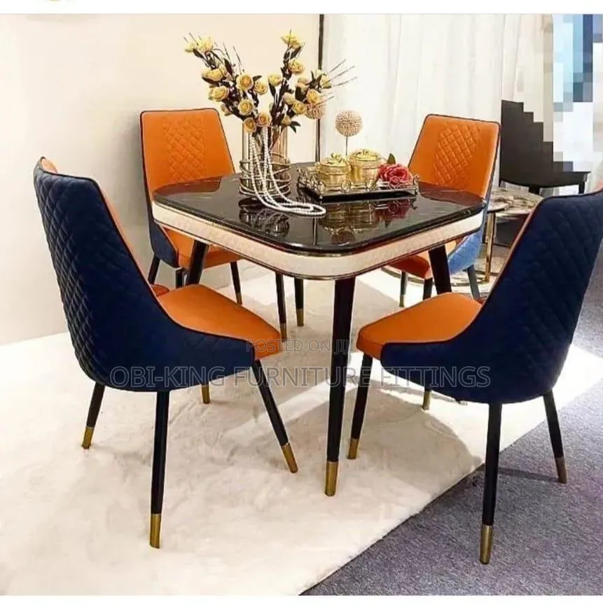 High Quality Dining Table Marble Top With Leather Chair