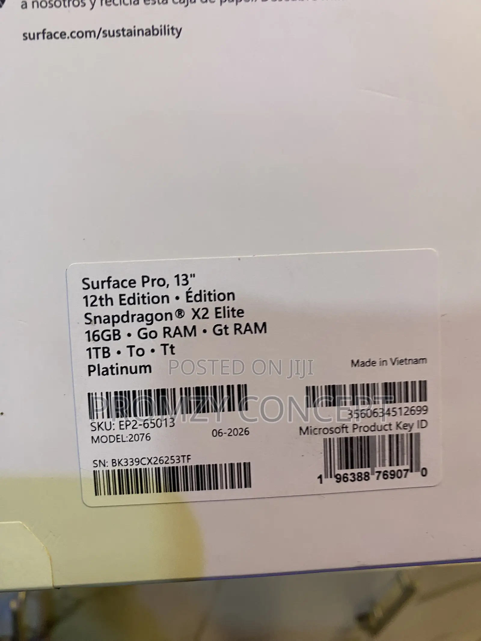New Microsoft Surface Pro 16GB Qualcomm Snapdragon X Elite SSD 1T