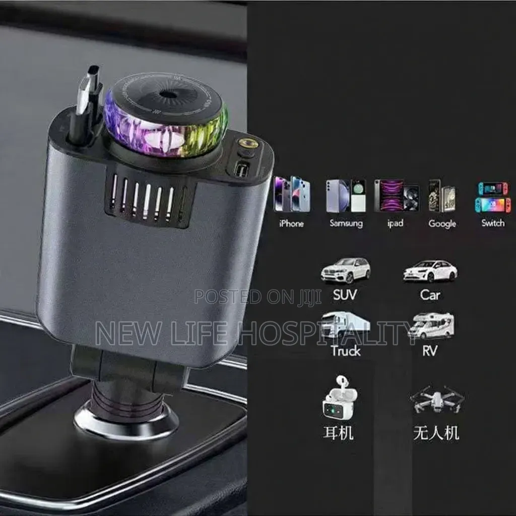 5 in 1Retractable Car Charger With Aromatherapy and Starlight,