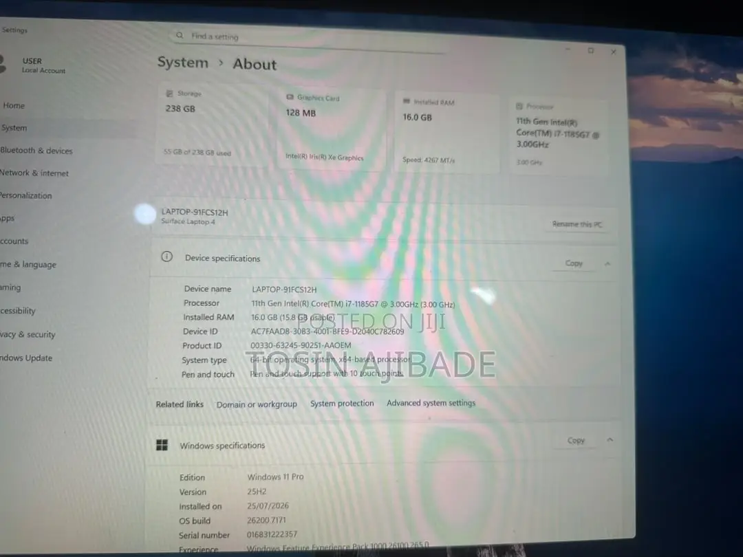 Laptop Microsoft Surface Laptop 4 16GB Intel Core i7 SSD 256GB