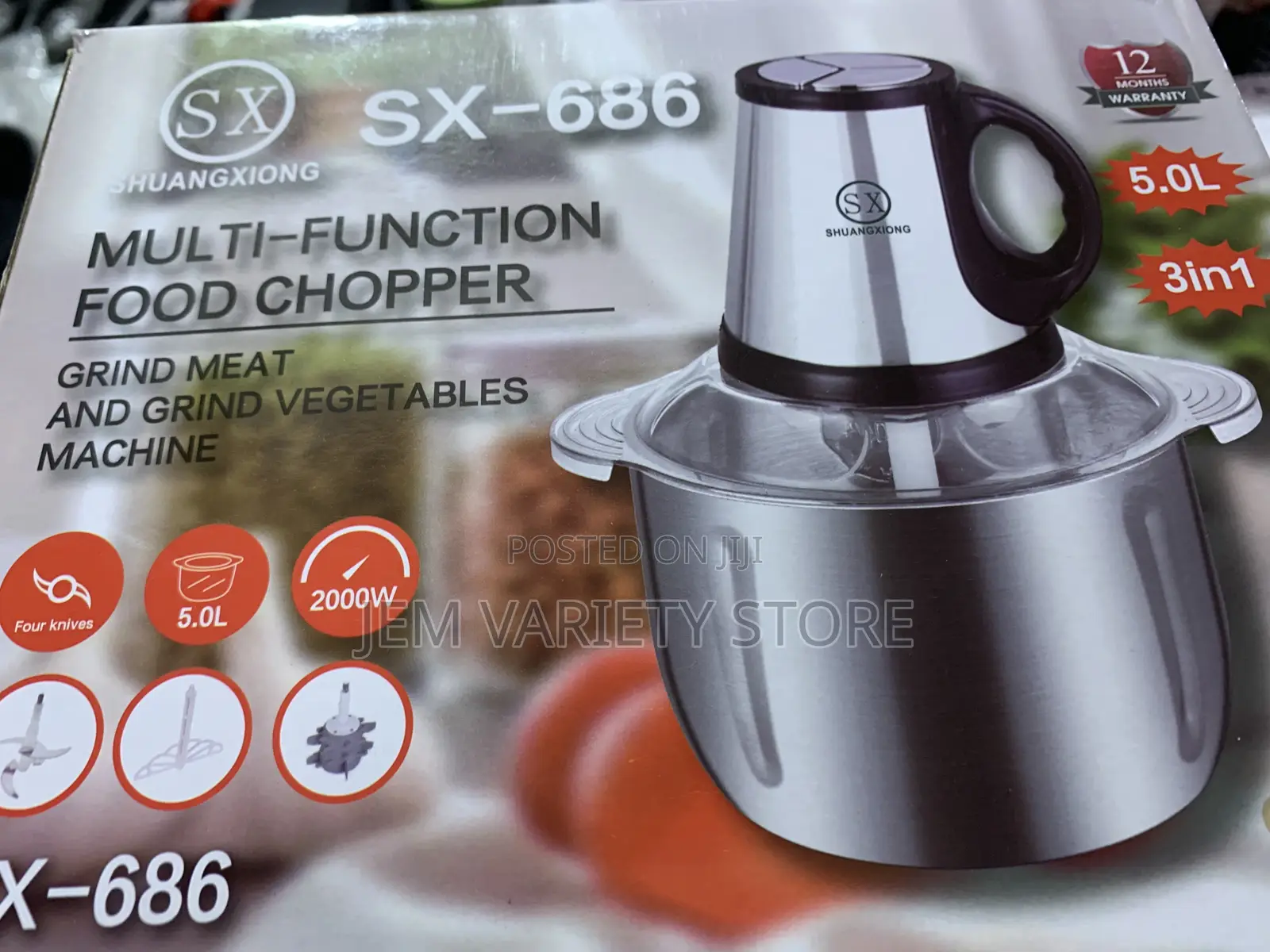 5liters Stainless Steel 2000watt Yam Pounder/Food Processor
