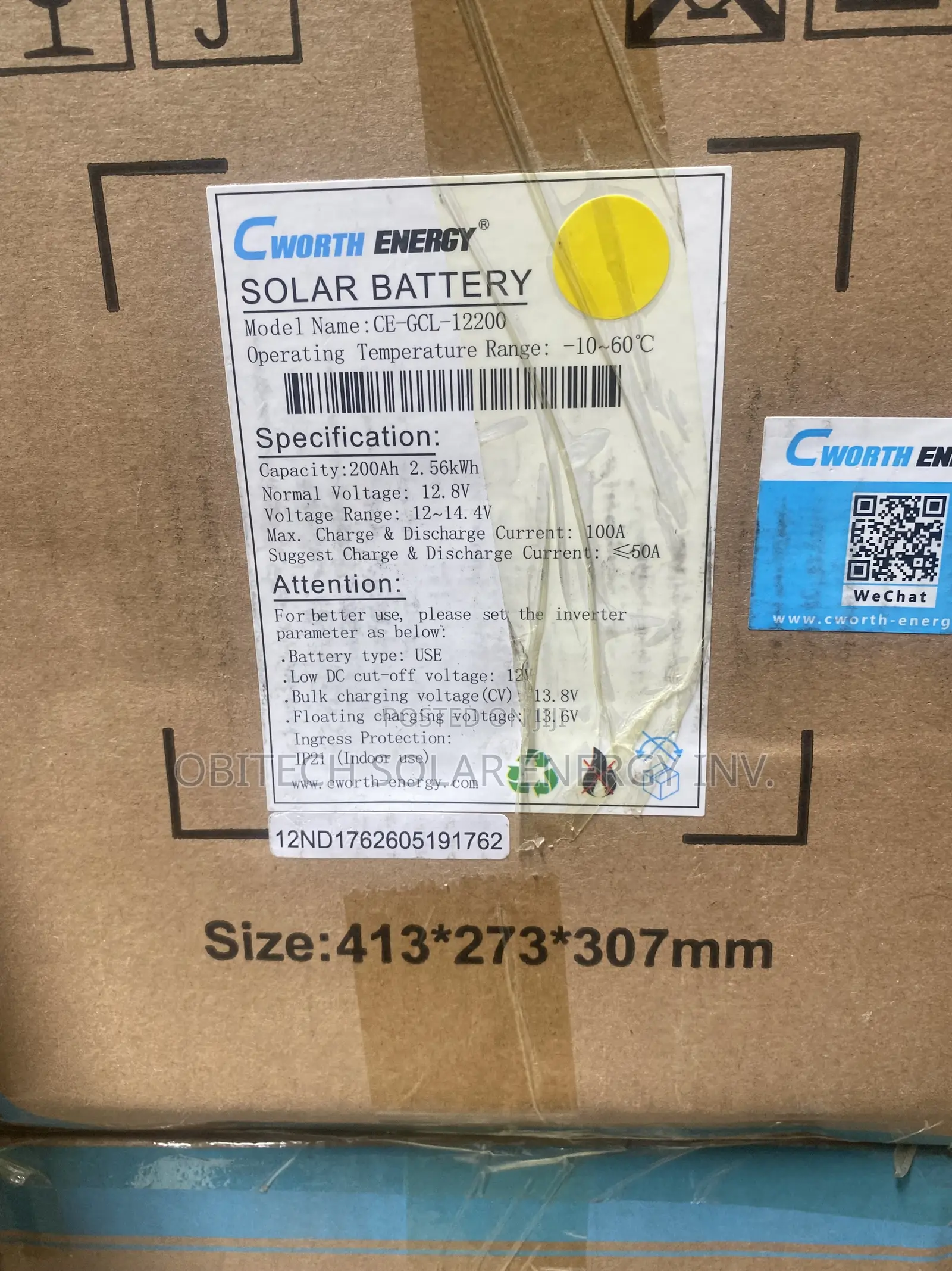 2.56kwh Cworth Energy Solar Battery