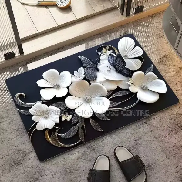 Big Size 3D Bathroom Toilet Water-Absorbent Non-Slip Foot Mat