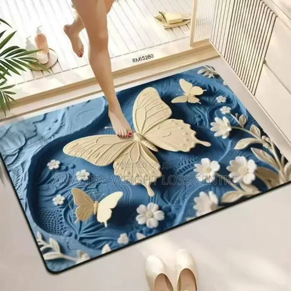 Big Size 3D Bathroom Toilet Water-Absorbent Non-Slip Foot Mat