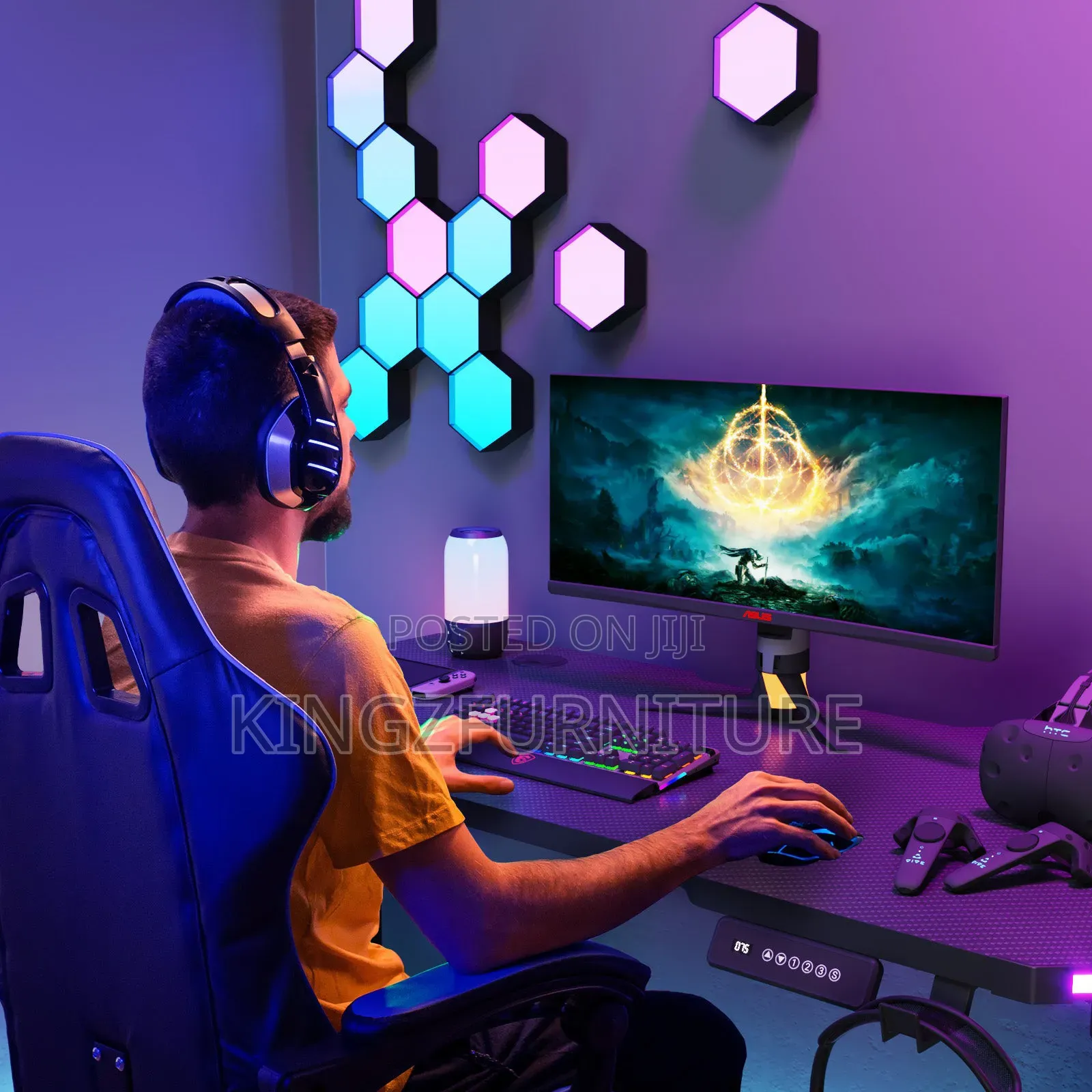 RGB Titan Electric Desk 1.4 Meter Black