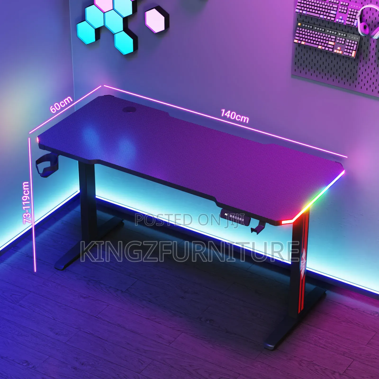 RGB Titan Electric Desk 1.4 Meter Black