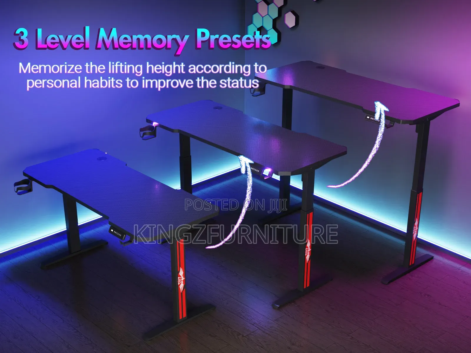 Neon Home Office Gaming Desk Black 1.2 Meter