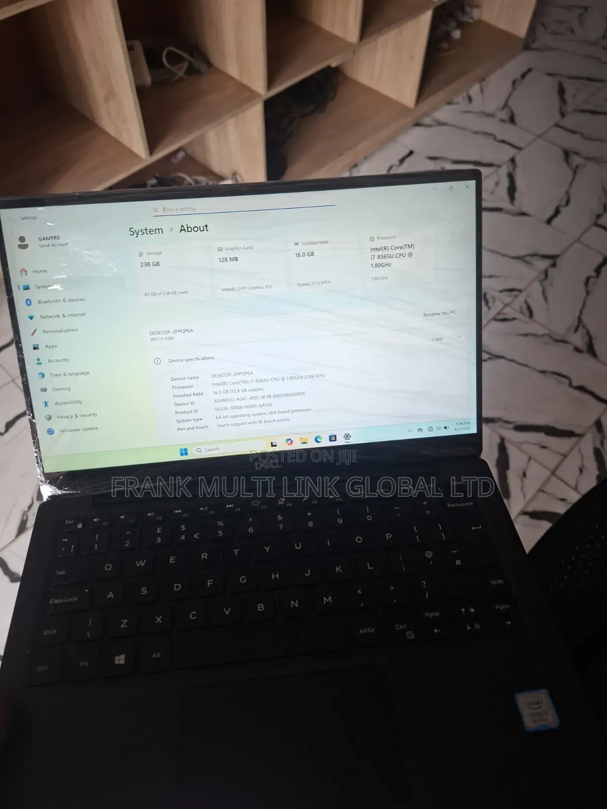 Laptop Dell XPS 13 9380 16GB Intel Core i7 SSD 256GB