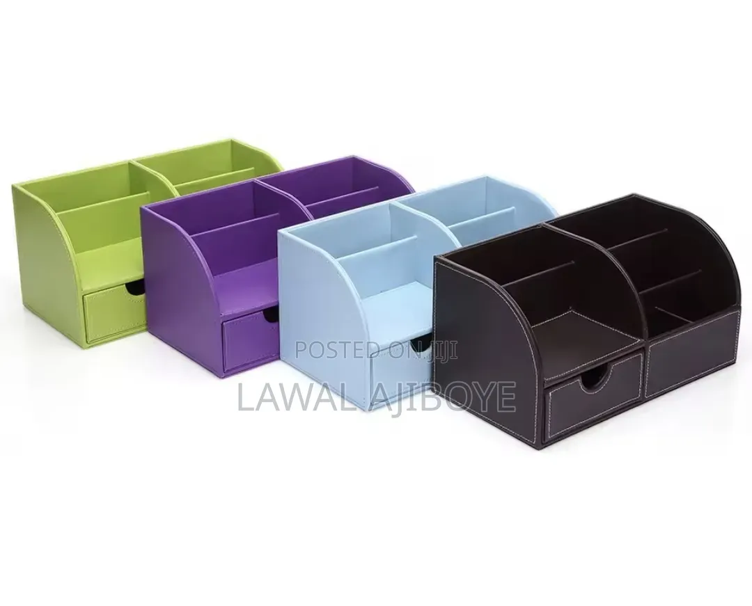 Multifunction Home Supplies Leather Desk Organiser 6 Compartment