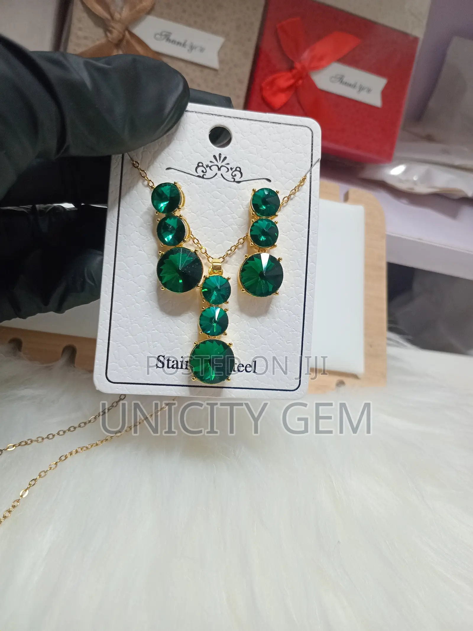 Luxury Crystal Heart Necklace Earrings Set | Stainless Steel Jewelry
