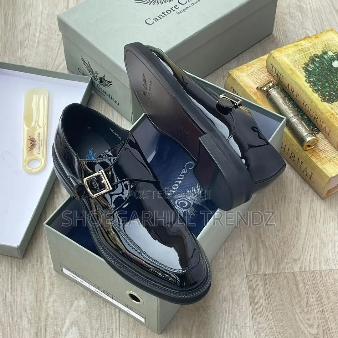 Men's Patent Monk Strap Shoes