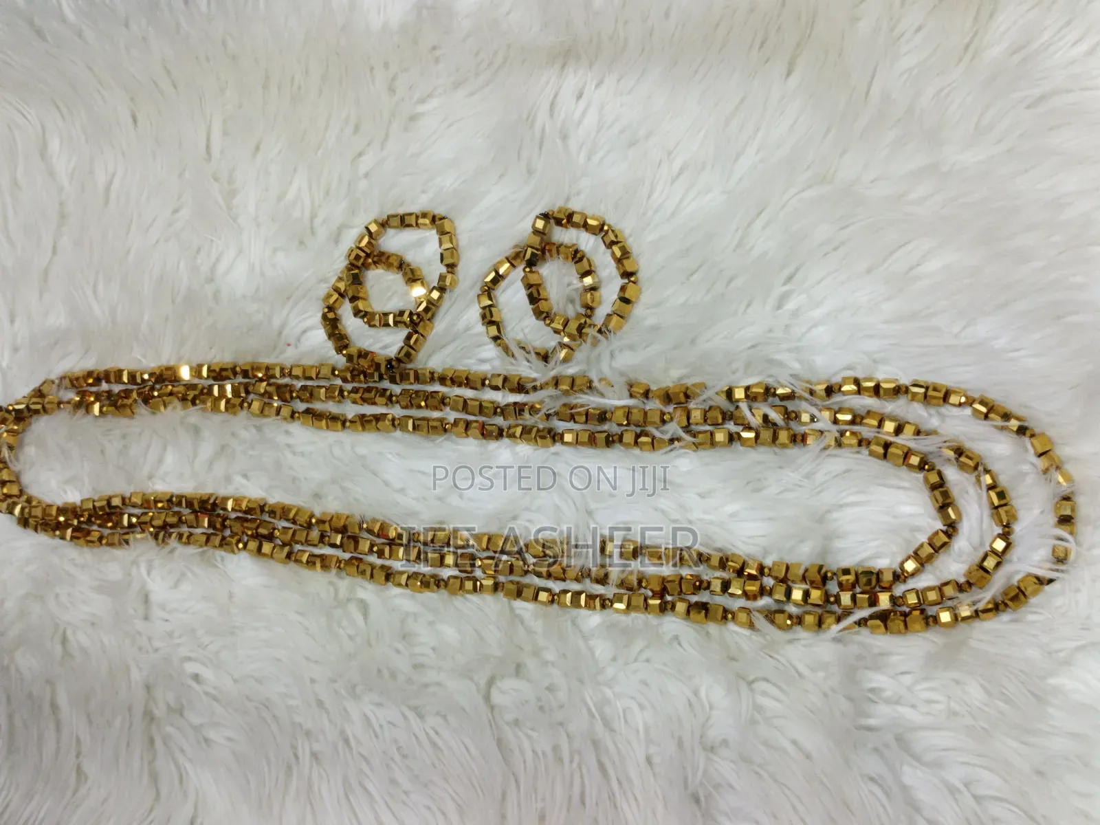 Long 3 Layers Men's Traditional Beads - Gold