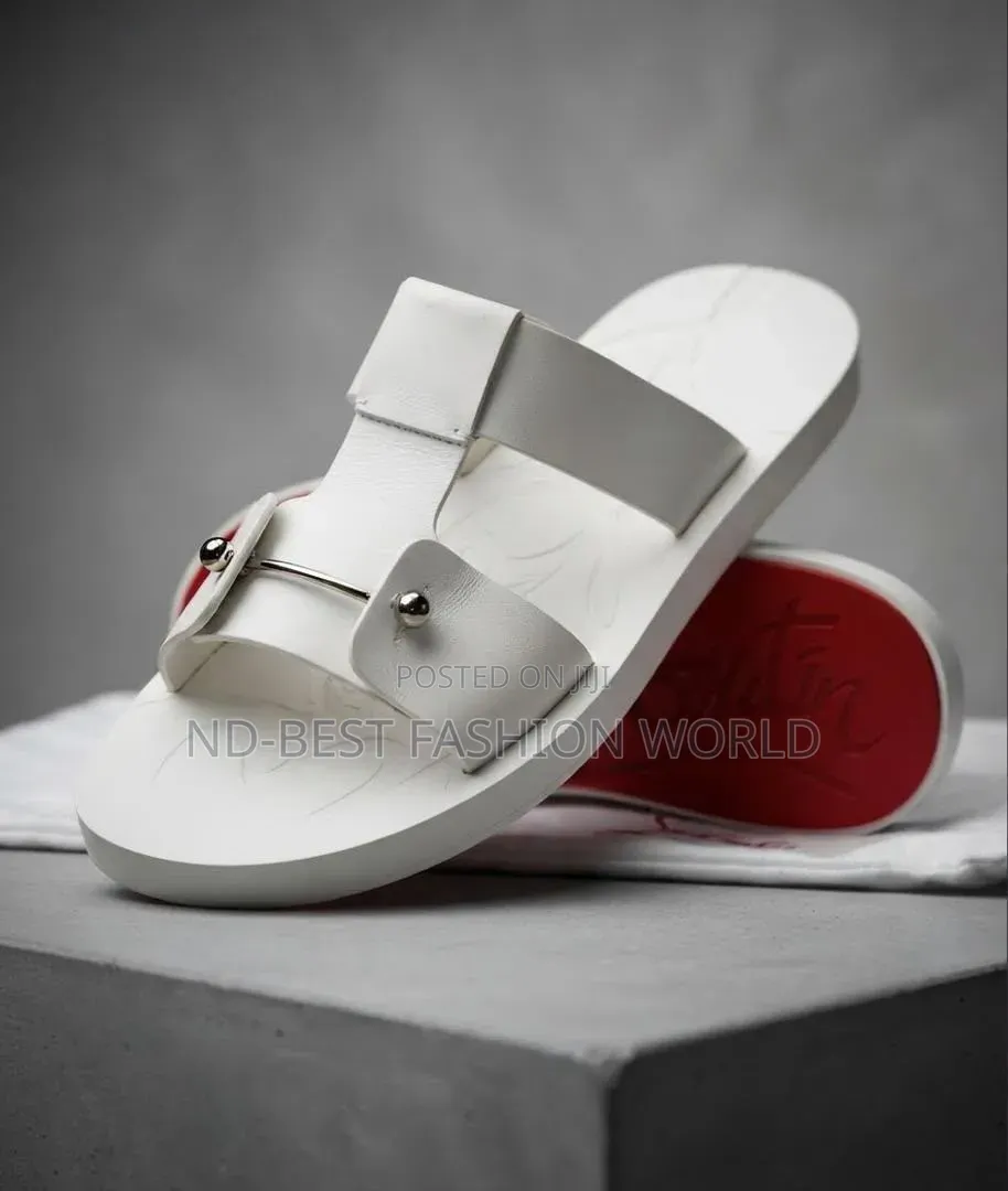 Pure Leather White Slippers