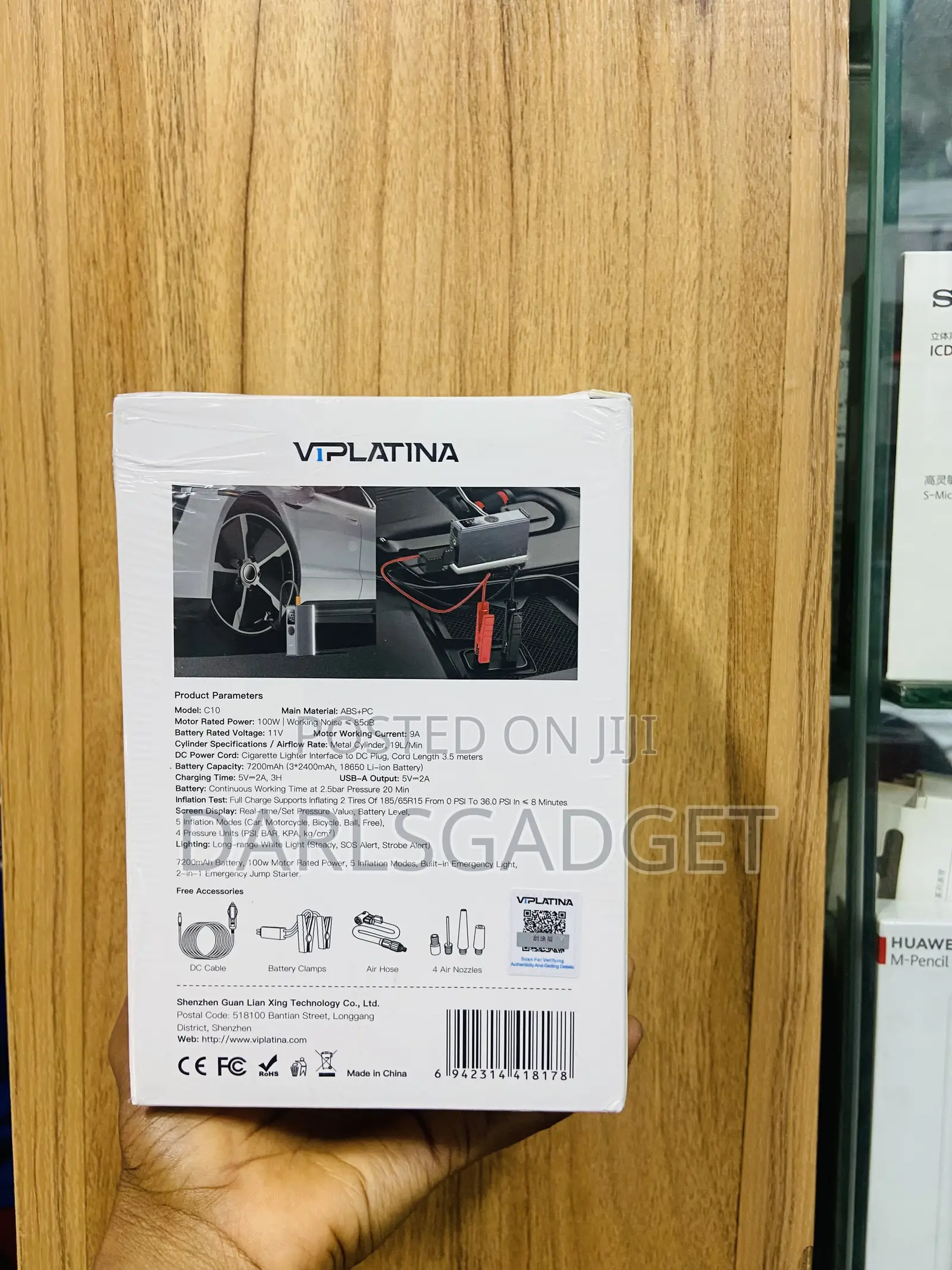 VIPLATINA C10 7200mAh Car Jump Starter 100W Tire Inflator Portable Air