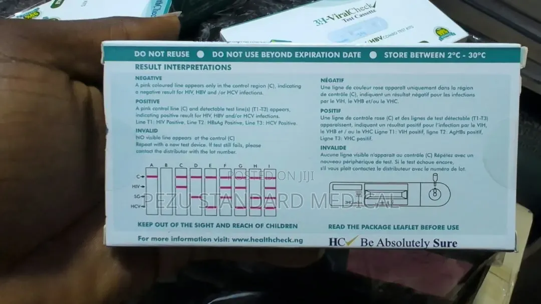 3h Viral Test Cassette Kit - Hiv, Hepatitis B, Hepatitis C