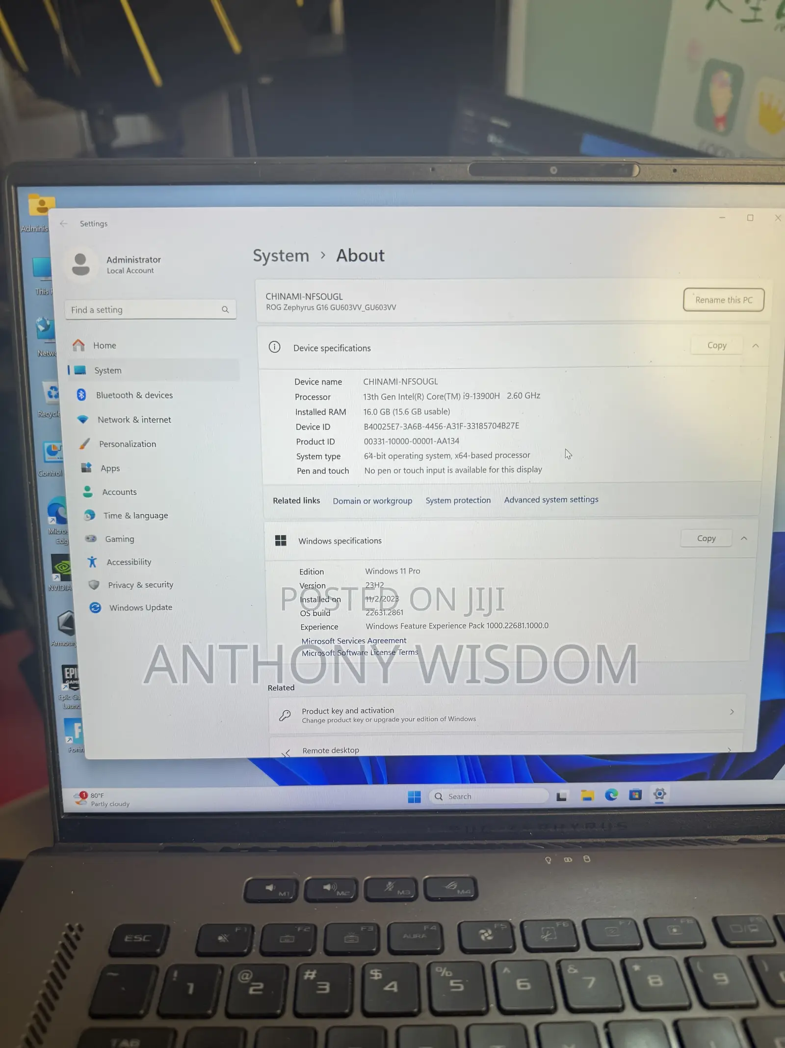 Laptop Asus ROG Zephyrus G16 16GB Intel Core i9 SSD 1T