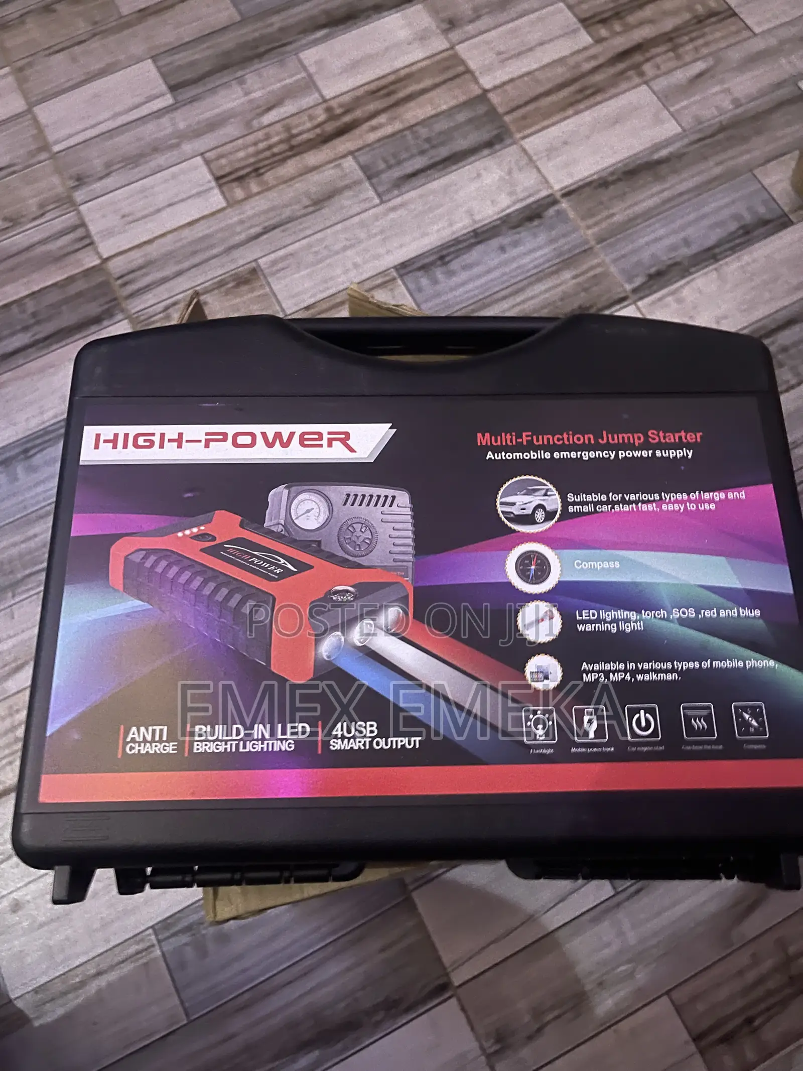 High Power Automobile Jump Starter With Tyre Inflator