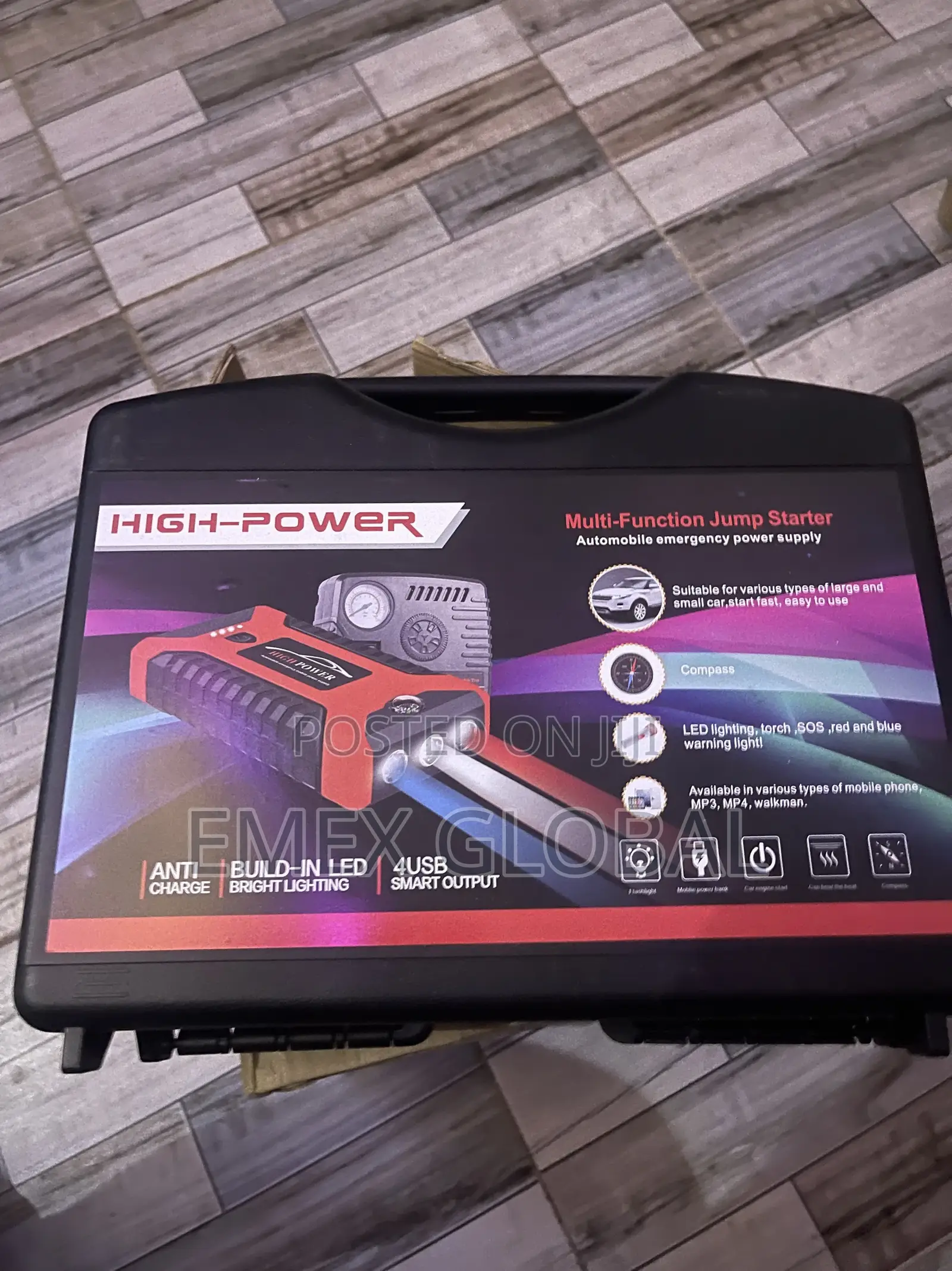 High Power Automobile Jump Starter With Tyre Inflator