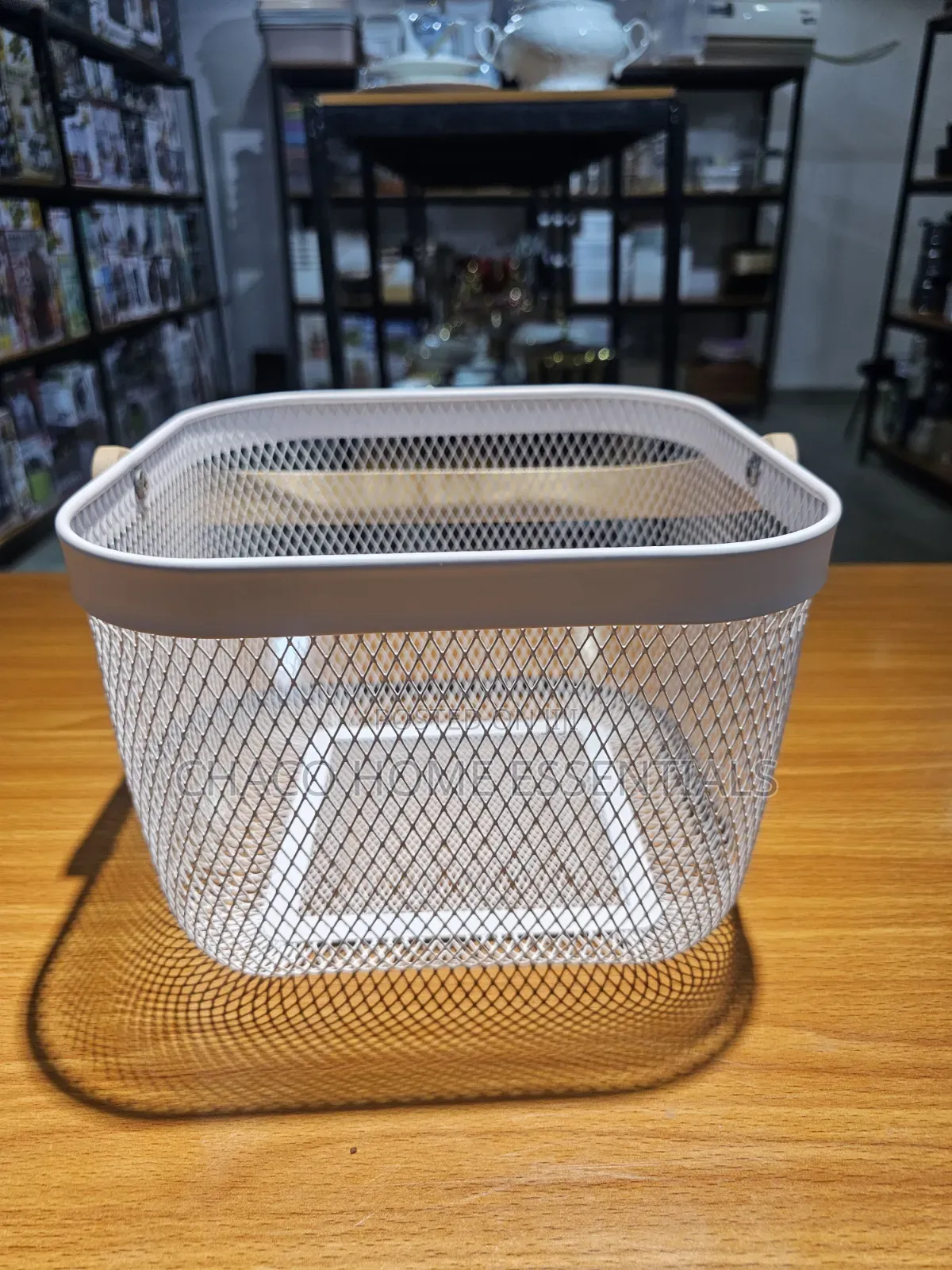 Small-Sized White Mesh Storage Basket