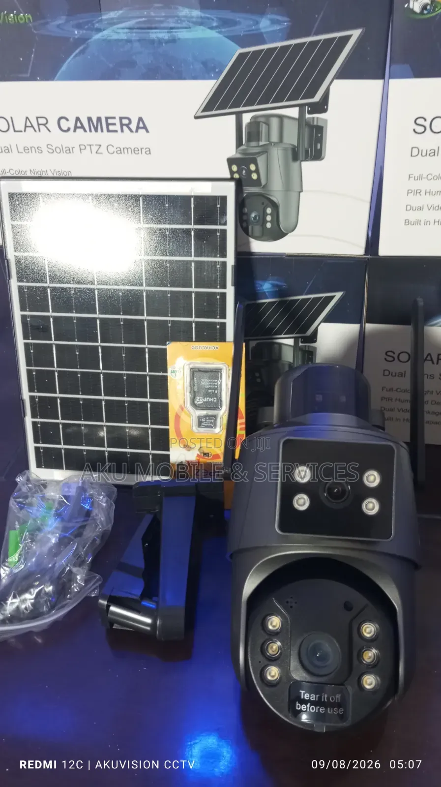 AkuVision Dual Lens 4G Solar CCTV Camera – 24/7 Smart Security (UBOX)