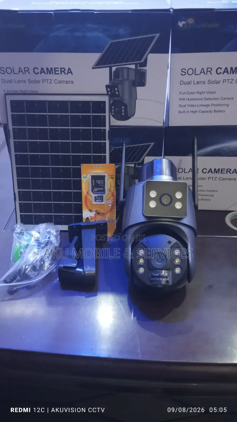 AkuVision Dual Lens 4G Solar CCTV Camera – 24/7 Smart Security (UBOX)