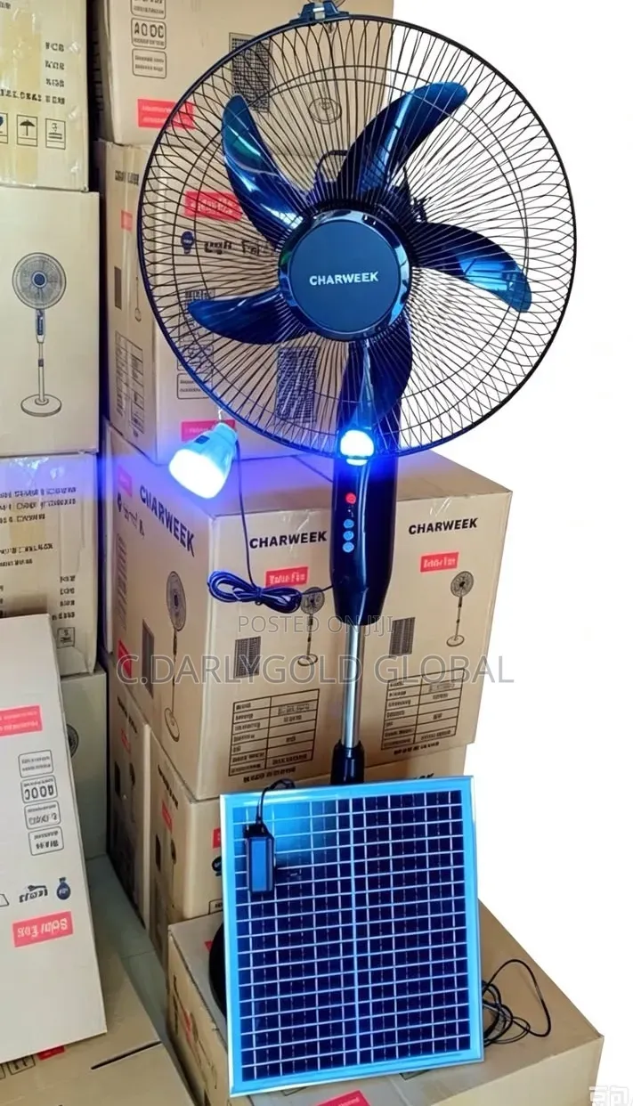 Charweek Solar Rechargeable Standing Fan