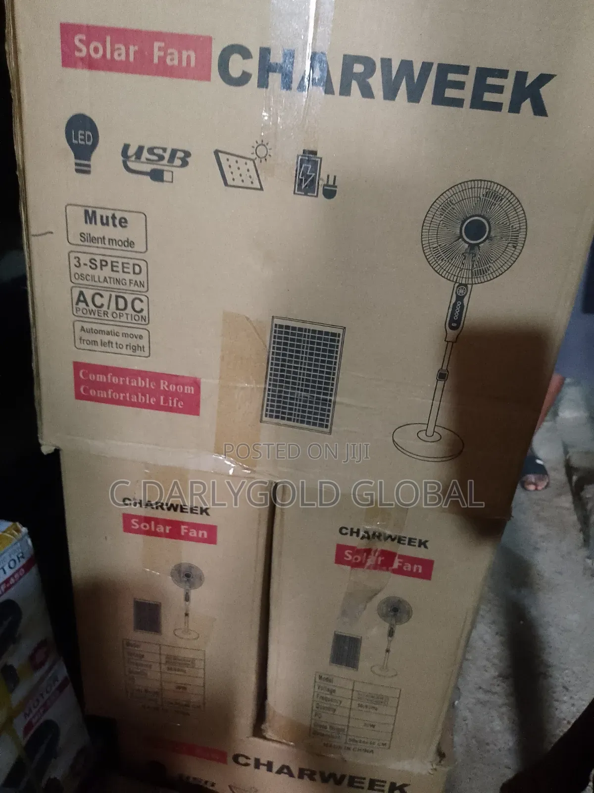 Charweek Solar Rechargeable Standing Fan