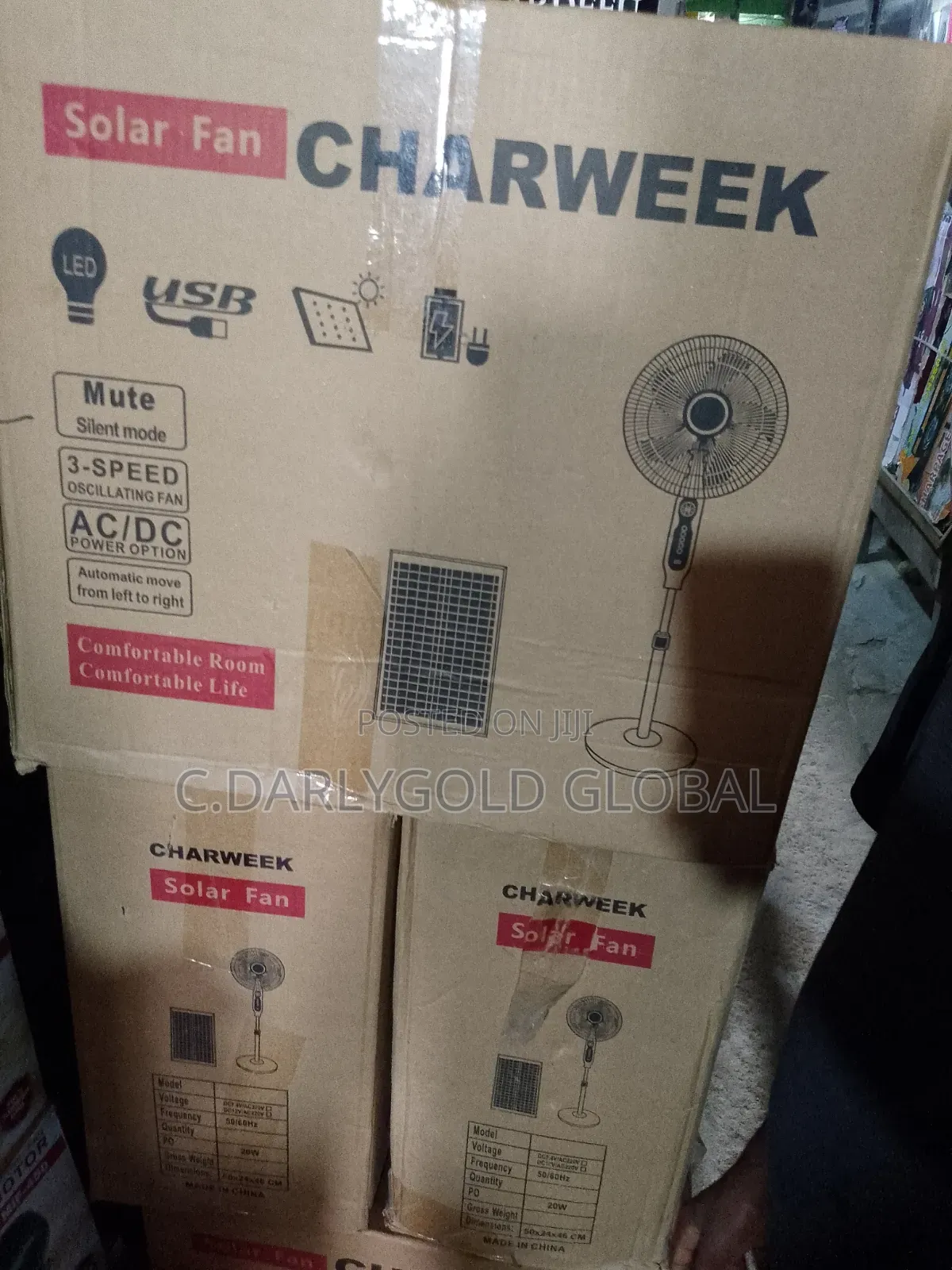 Charweek Solar Rechargeable Standing Fan