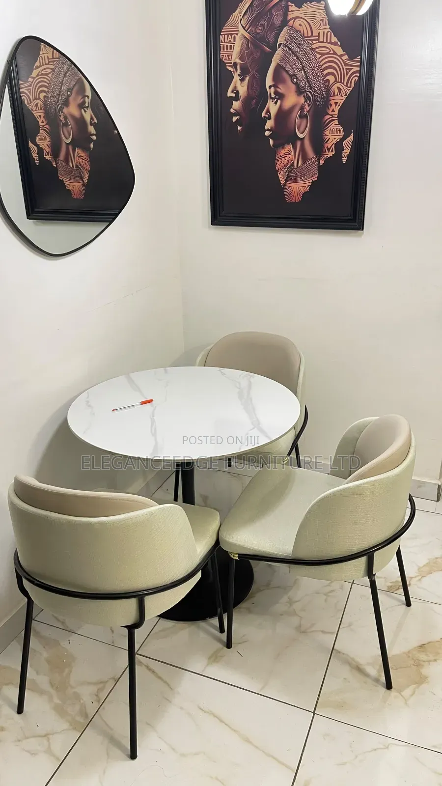 3 Seater Marble Top Dining Set for Home and Office