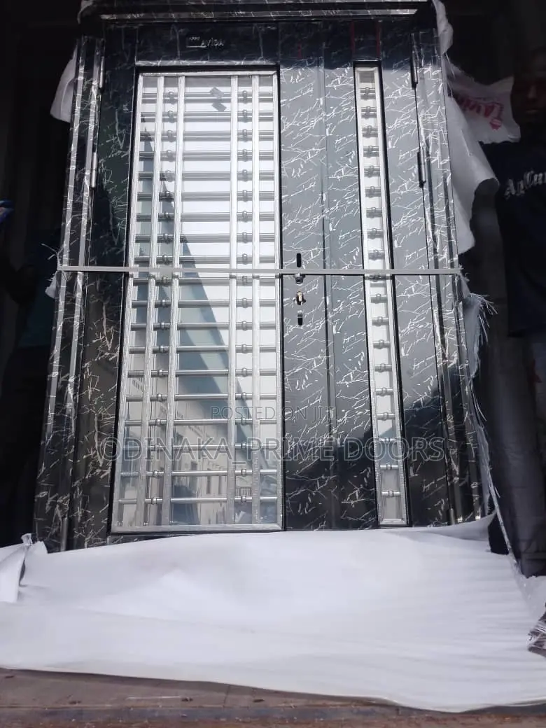 7ft by 4ft Marble Black Glass Door (Burglary Design)