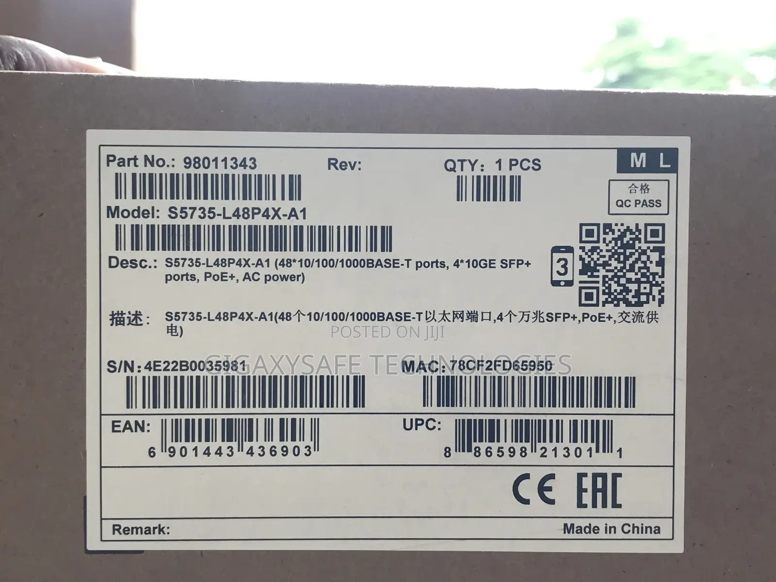 S5735-L48p4x-A1, Huawei CloudEngine S5735 Switch48xGE PoE+/4x10GE SFP+