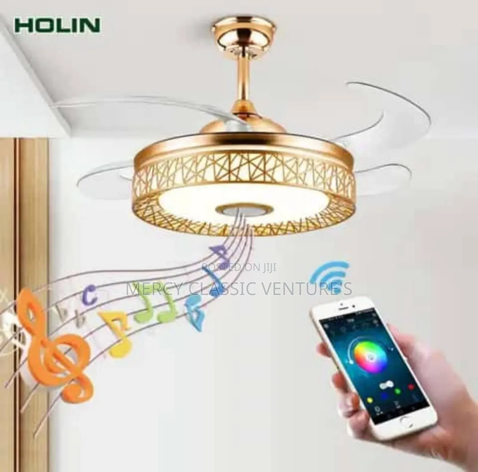 Luxury High-Quality Bluetooth Fan Led Light