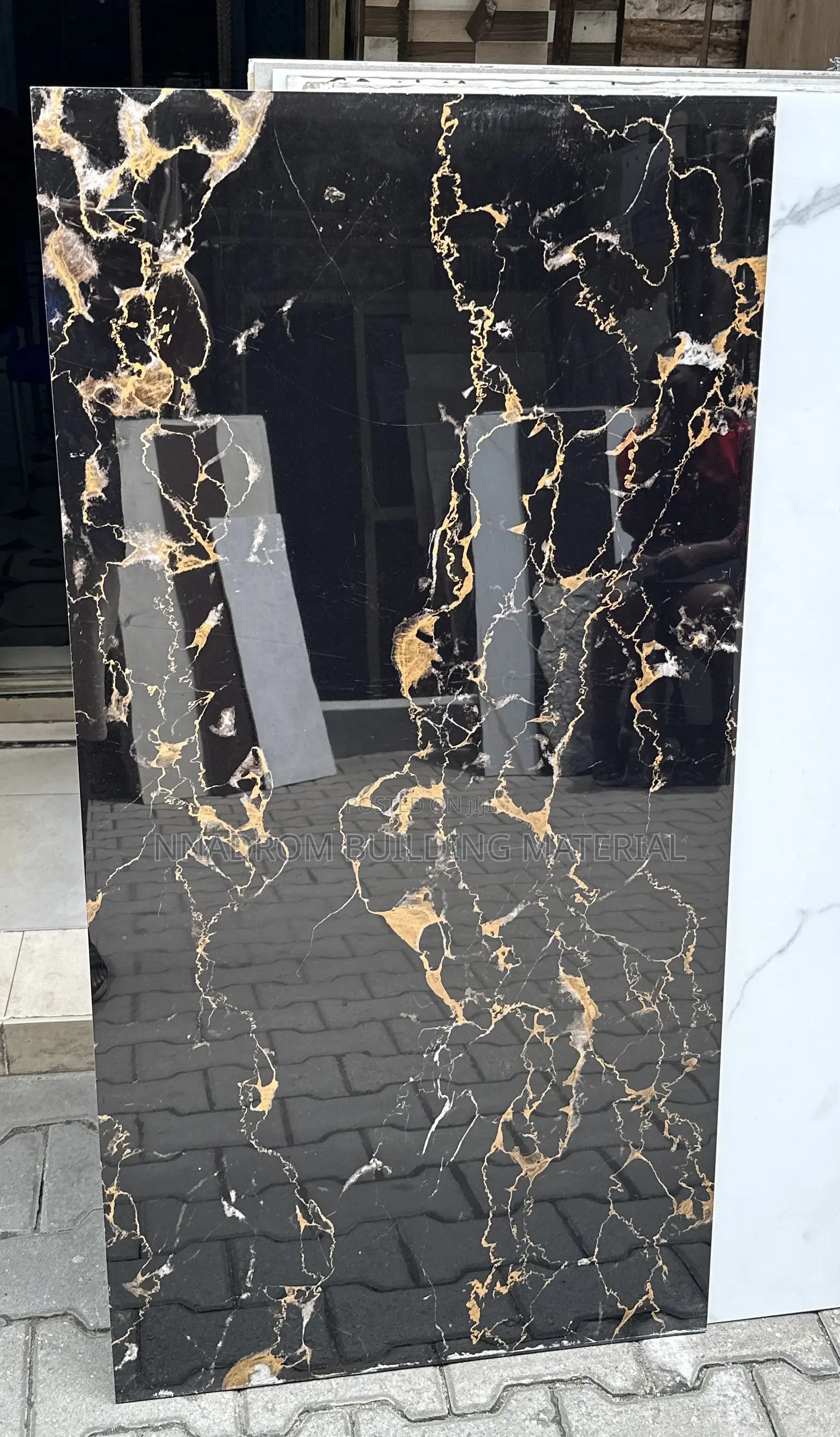 60/120 Black and Gold Glossy Wall and Floor Tiles