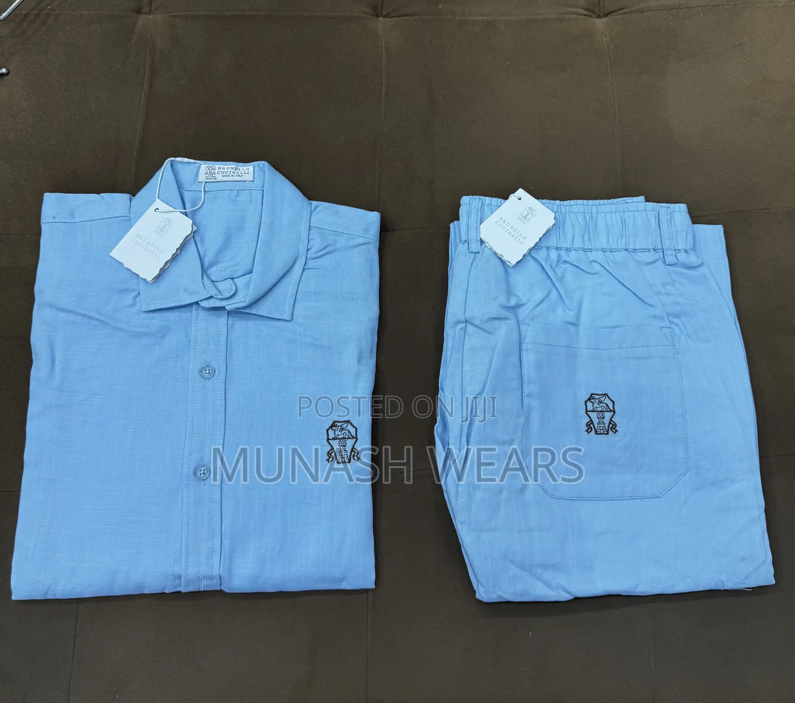 Pure Italian Brunelo Linen 2piece Blue Color M-4