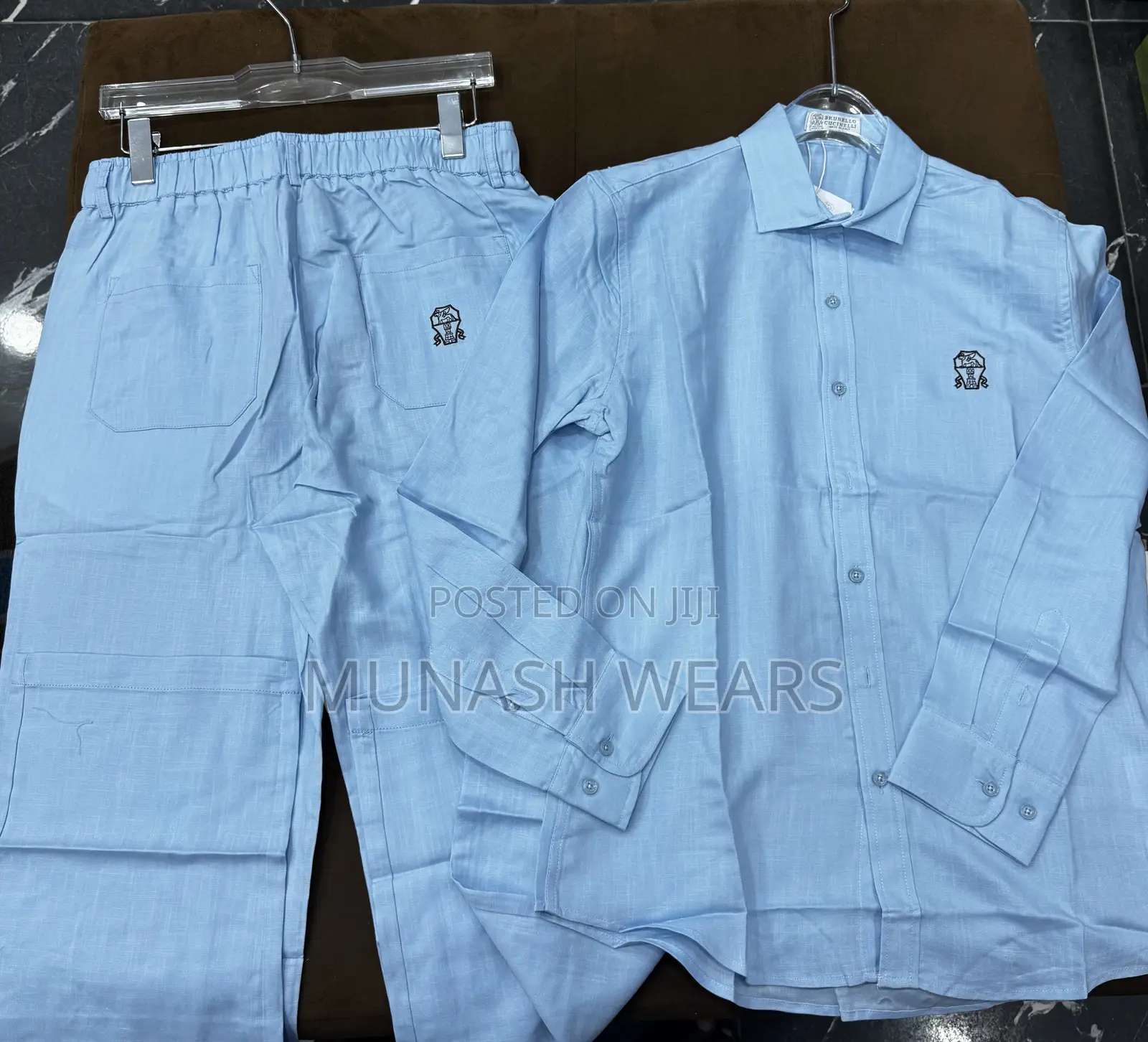 Pure Italian Brunelo Linen 2piece Blue Color M-4