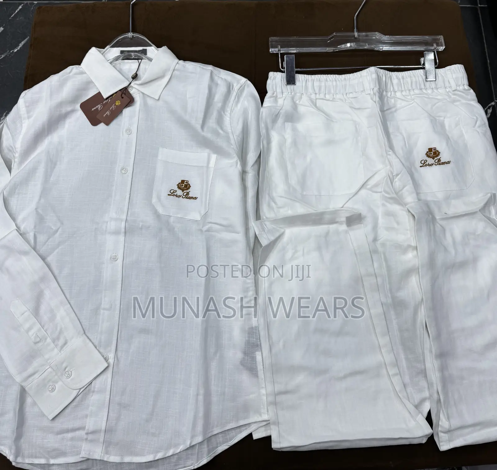 Original Italian White Loro Piani Linen 2piece Set M-4xl
