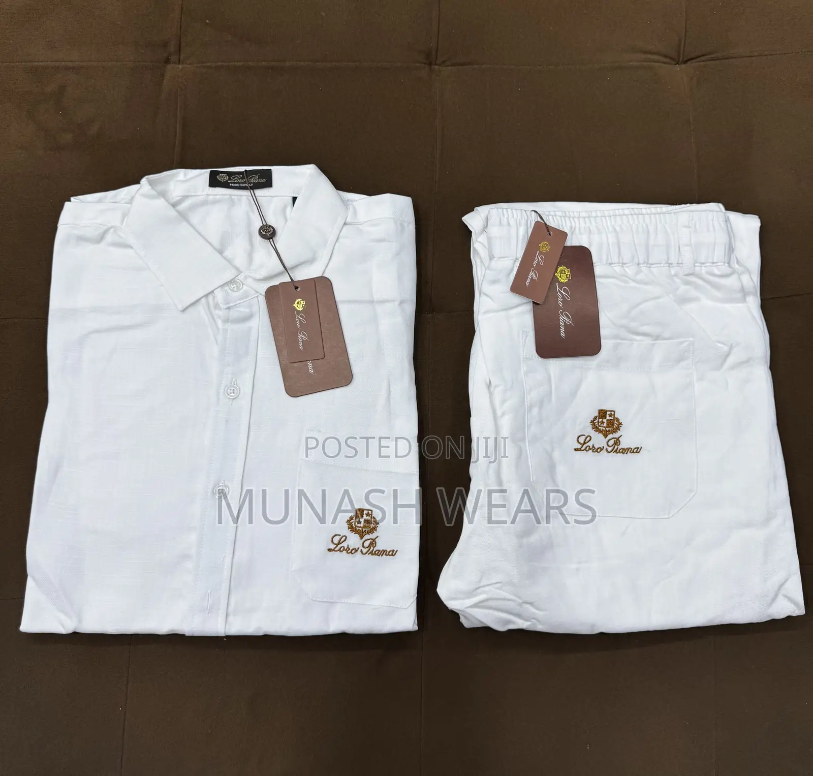 Original Italian White Loro Piani Linen 2piece Set M-4xl
